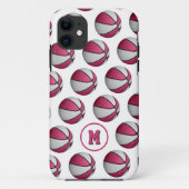 korrelig roze witte basketballen, monogrammen Case-Mate iPhone case (Achterkant)