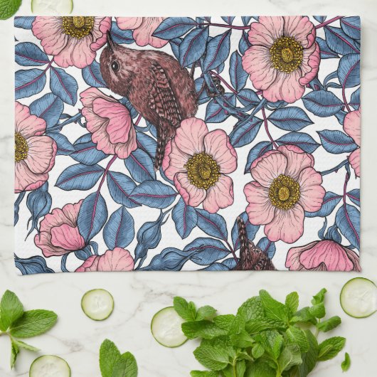 Korrels in de rozen theedoek (Gevouwen)