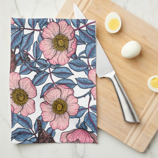 Korrels in de rozen theedoek (Quarter Fold)