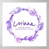 Korrinna-veerkralen met een paarse benaming poster (Voorkant)