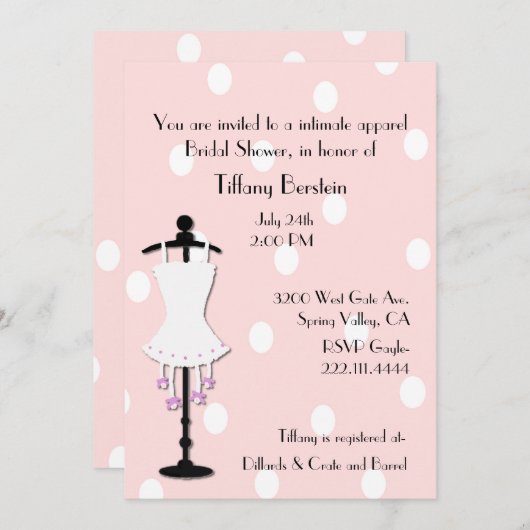 Korset en Polka Dot Bridal Shower Uitnodiging (Voorkant / Achterkant)