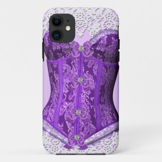 Korset Paars Mauve Witte Kant Damast Bloem Case-Mate iPhone Case (Achterkant)