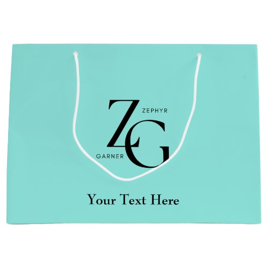 Kort bedrijf aangepaste Logo met QR-code lichtblau Groot Cadeauzakje (Voorkant)