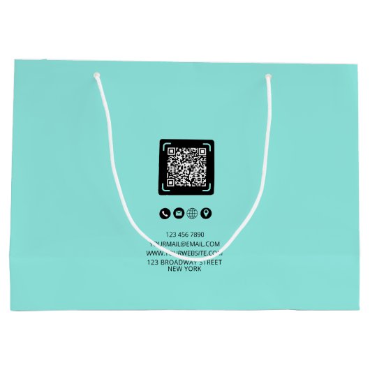 Kort bedrijf aangepaste Logo met QR-code lichtblau Groot Cadeauzakje (Achterkant)