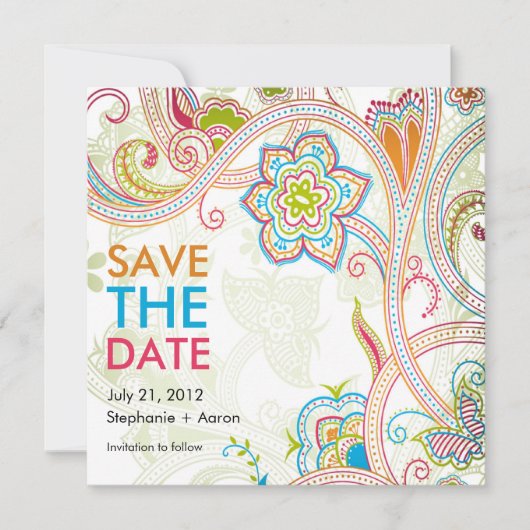 Kort de datum van de terugkeer Floral op Save The Date (Voorkant)