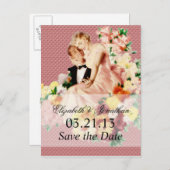 Kort de paar V2 van 1950s sparen de Datum terug Aankondigingskaart (Voorkant / Achterkant)