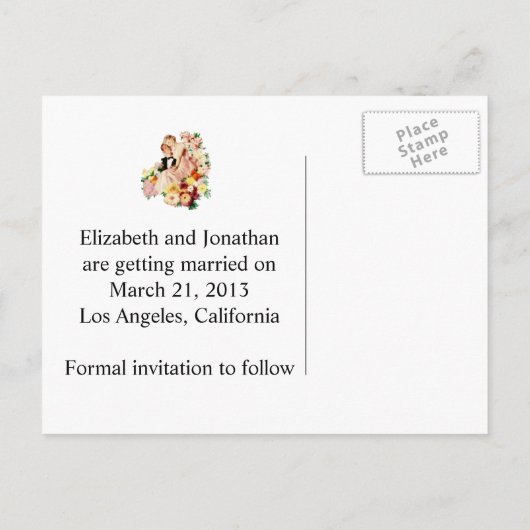 Kort de paar V2 van 1950s sparen de Datum terug Aankondigingskaart (Achterkant)