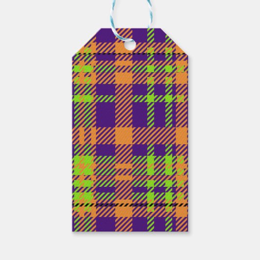 KORT GECOLOREERDE HALLOWEEN PLAID PATTERS CADEAULABEL (Voorkant)
