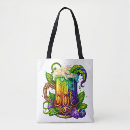 KORT GECOLOREERDE MARDI GRAS DRANKEN TOTE BAG