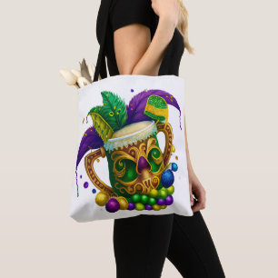 KORT GECOLOREERDE MARDI GRAS DRANKEN TOTE BAG