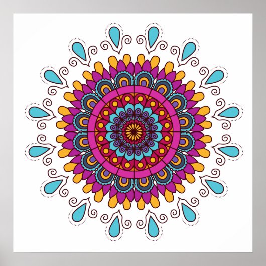 Kort gekleurd Mandala Poster (Voorkant)