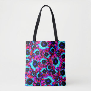 Kort kleurig Floral Patroon Tote Bag