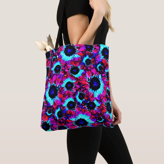 Kort kleurig Floral Patroon Tote Bag (Dichtbij)