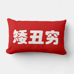 Kort, Lelijk & Arm 矮丑穷 Chinees Hanzi MEME Kussen