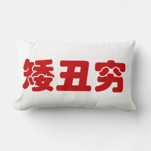 Kort, Lelijk & Arm 矮丑穷 Chinees Hanzi MEME Kussen