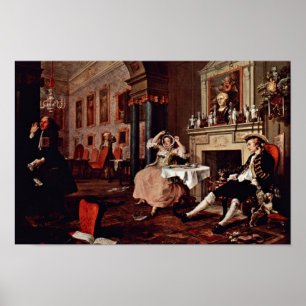 Kort na de bruiloft door Hogarth William Poster