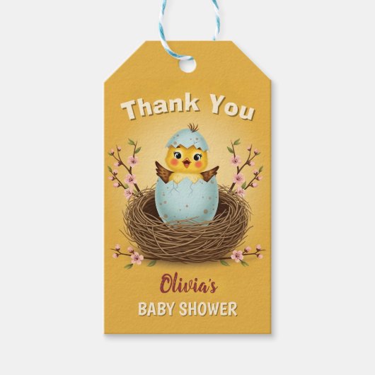 Kort Uitkomende Kuiken Bedankt Cadeaulabel (Voorkant)