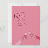 Kort voor vakantieviering – “Klink” wijn glas proo (Voorkant)