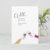 Kort voor vakantieviering – “Klink” wijn glas proo (Staand voorkant)