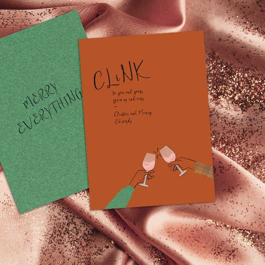 Kort voor vakantieviering – “Klink” wijn glas proo