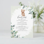 Kort wachten op Eucalyptus Baby shower met paren Kaart (Staand voorkant)