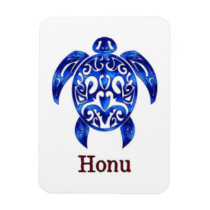 Kortblauw Hawaïaans Zee Turtle on White Magneet
