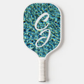 Kortblauw water met Initiaal en naam Pickleball Paddle (Voorkant)