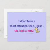 Korte aandacht Kat Gezegde Briefkaart (Voorkant / Achterkant)