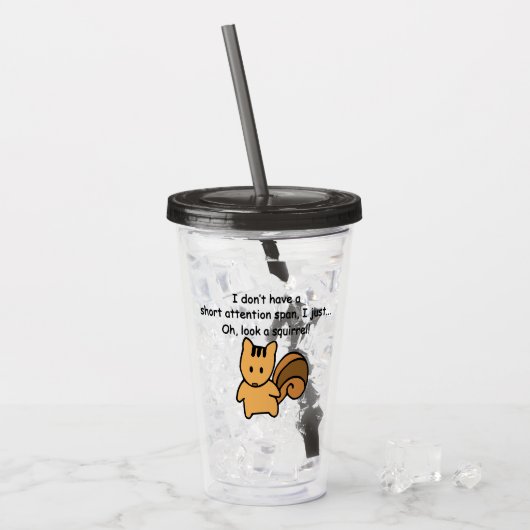 Korte aandacht Span Squirrel Funny Acryl Drinkbeker (Voorkant ijs)