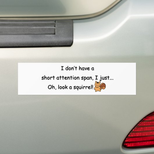 Korte aandacht Span Squirrel Funny Bumpersticker (Op auto)