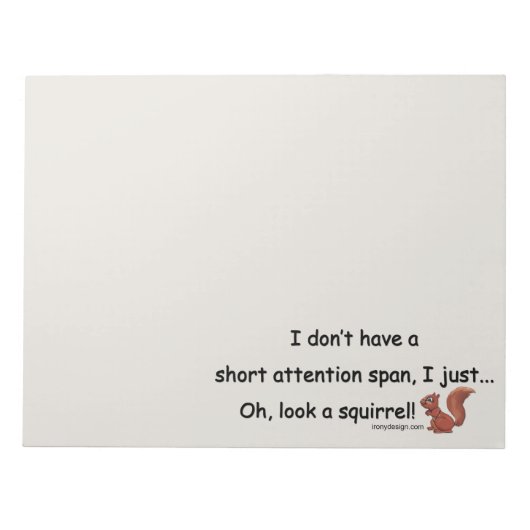 Korte aandacht Span Squirrel Funny Gray Notitieblok (Voorkant)