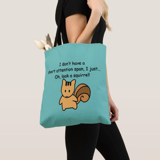 Korte aandacht Span Squirrel Funny Green Tote Bag (Dichtbij)