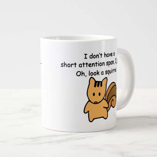 Korte aandacht Span Squirrel Funny Grote Koffiekop (Voorkant rechts)