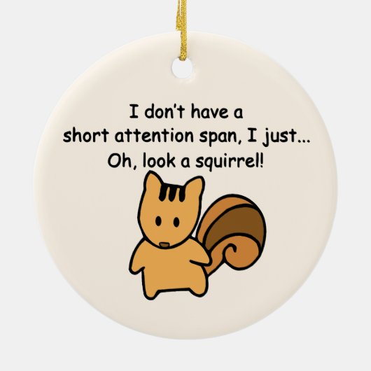 Korte aandacht Span Squirrel Funny Keramisch Ornament (Achterkant)