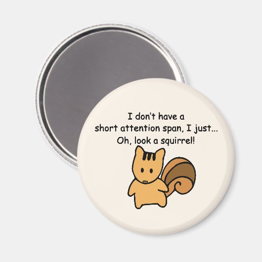 Korte aandacht Span Squirrel Funny Magneet (Voorkant / Achterkant)