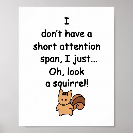 Korte aandacht Span Squirrel Funny Poster (Voorkant)