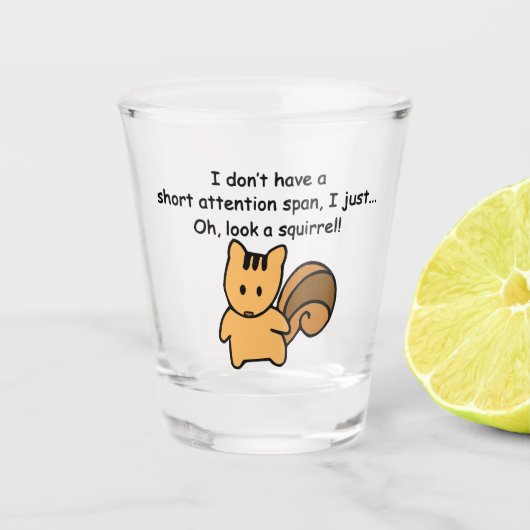 Korte aandacht Span Squirrel Funny Shot Glas (Voorkant)