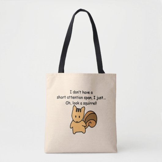 Korte aandacht Span Squirrel Funny Tote Bag (Voorkant)
