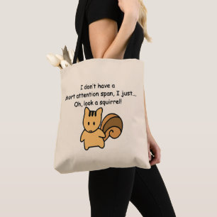 Korte aandacht Span Squirrel Funny Tote Bag