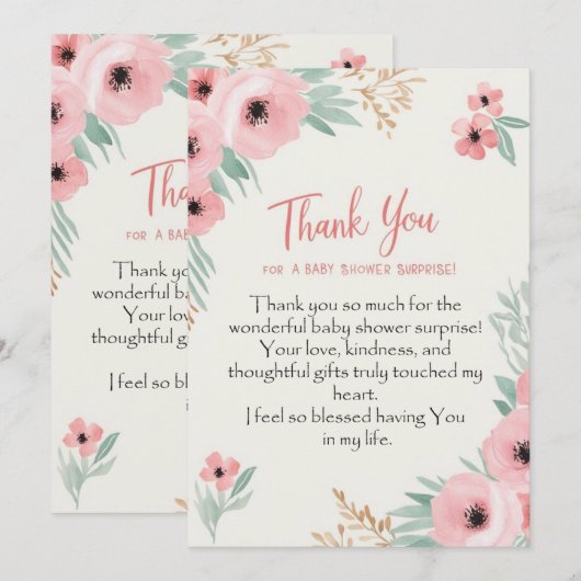 korte bedankje bericht voor verrassingsfeestje bab kaart (Voorkant / Achterkant)