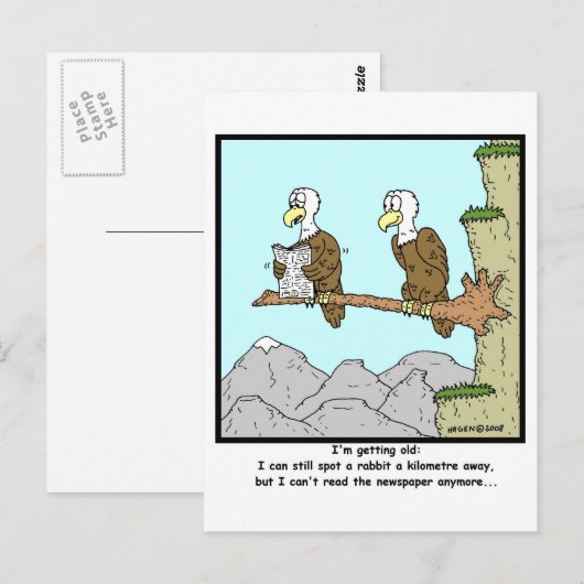 Korte blik: Eagle Cartoon Briefkaart (Voorkant / Achterkant)