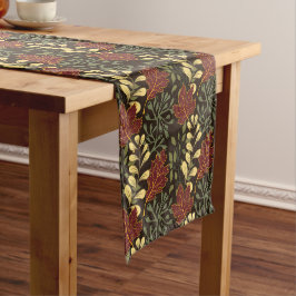 Korte botanische print in vintage stijl blauwe kle tafelloper