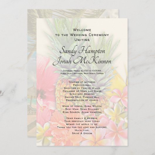 Korte-certificatieprogramma Hawaiian Flowers Pinea Programmakaart (Voorkant / Achterkant)