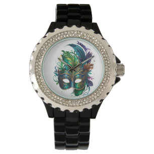 KORTE COLORED MARDI GRAS FACE MASKS HORLOGE