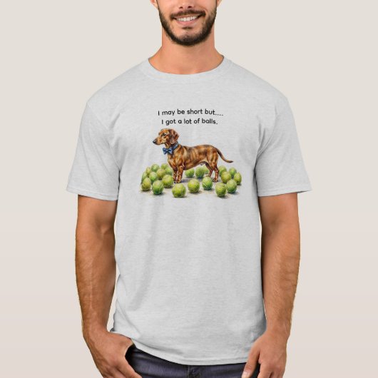 Korte Dachshond Humor T-shirt (Voorkant)