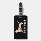 Korte en Sassy Dachshund bloemenhond Bagagelabel (Voorkant verticaal)