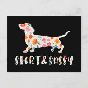 Korte en Sassy Dachshund bloemenhond Briefkaart