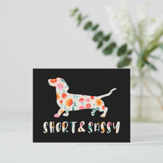 Korte en Sassy Dachshund bloemenhond Briefkaart (Staand voorkant)