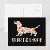 Korte en Sassy Dachshund bloemenhond Briefkaart (Voorkant / Achterkant)