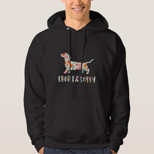 Korte en Sassy Dachshund bloemenhond Hoodie (Voorkant)